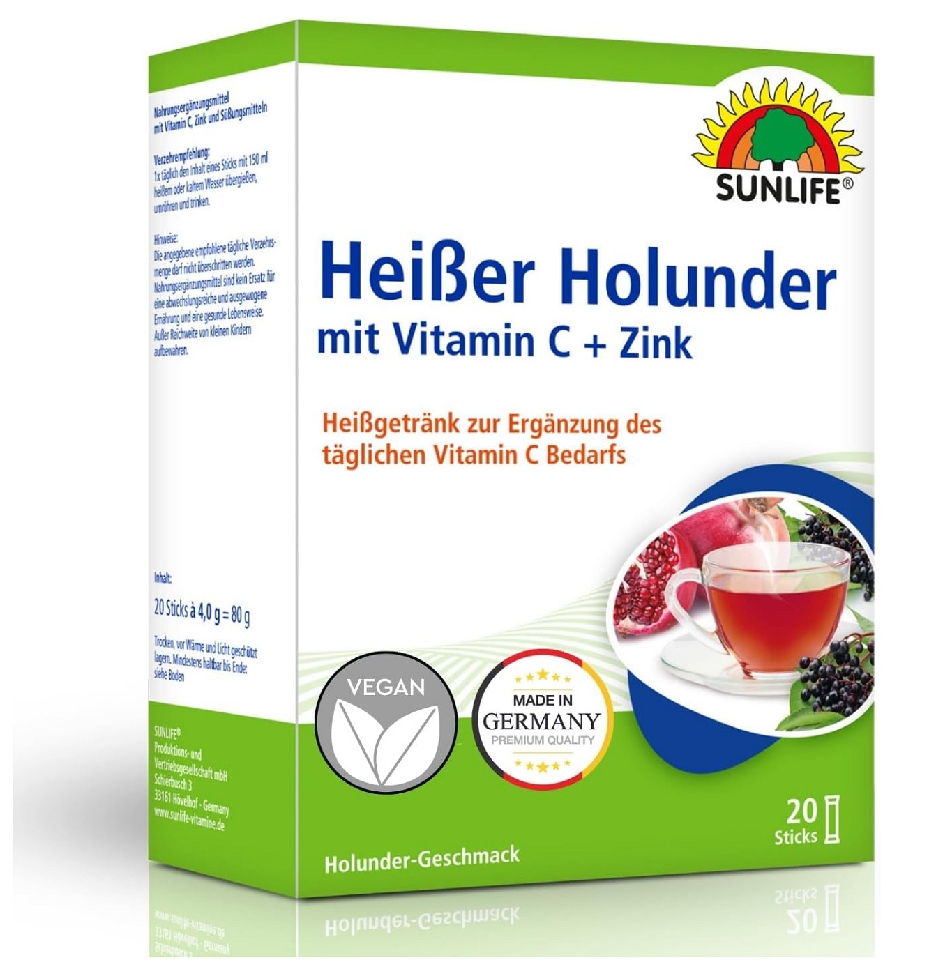 Sunlife Heißer Holunder + Granatapfel Sticks 20 Stück