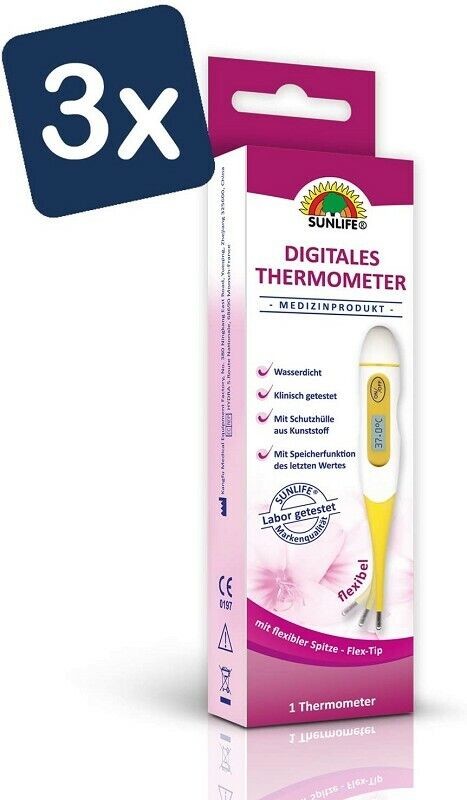 Sunlife Digitales Thermometer, 1 Thermometer - 3er Pack